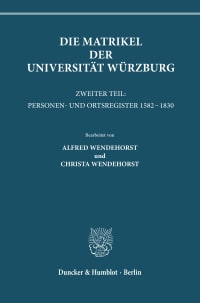 Cover Die Matrikel der Universität Würzburg