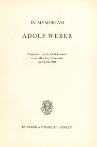 Cover In memoriam Adolf Weber