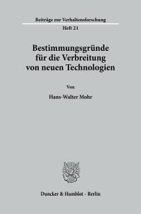 Cover Bestimmungsgründe für die Verbreitung von neuen Technologien