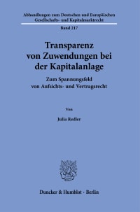 Cover Transparenz von Zuwendungen bei der Kapitalanlage