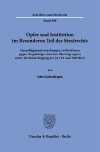 Cover Opfer und Institution im Besonderen Teil des Strafrechts