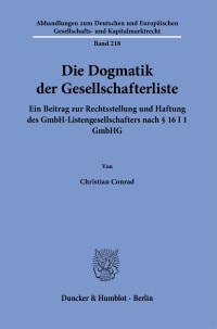 Cover Die Dogmatik der Gesellschafterliste