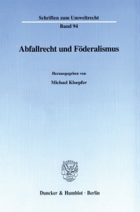 Cover Abfallrecht und Föderalismus