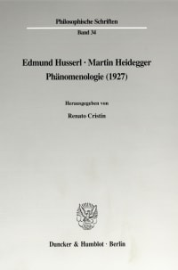 Cover Edmund Husserl - Martin Heidegger: Phänomenologie (1927)