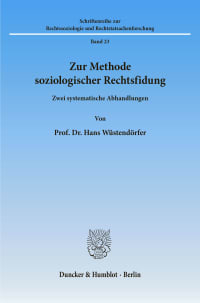 Cover Zur Methode soziologischer Rechtsfindung