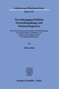 Cover Verwaltungsgerichtliche Feststellungsklage und Parlamentsgesetze