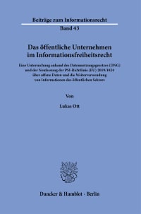 Cover Das öffentliche Unternehmen im Informationsfreiheitsrecht