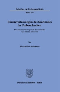 Cover Finanzverfassungen des Saarlandes in Umbruchzeiten