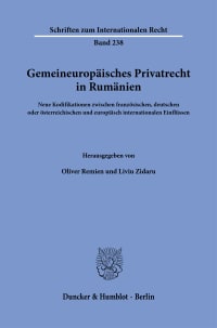 Cover Gemeineuropäisches Privatrecht in Rumänien