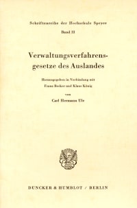 Cover Verwaltungsverfahrensgesetze des Auslandes