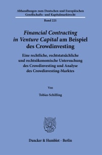 Cover ›Financial Contracting in Venture Capital‹ am Beispiel des Crowdinvesting