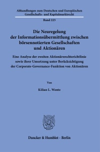 Cover Die Neuregelung der Informationsübermittlung zwischen börsennotierten Gesellschaften und Aktionären