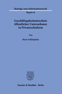 Cover Geschäftsgeheimnisschutz öffentlicher Unternehmen in Privatrechtsform