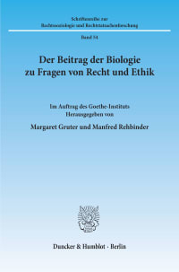 Cover Der Beitrag der Biologie zu Fragen von Recht und Ethik