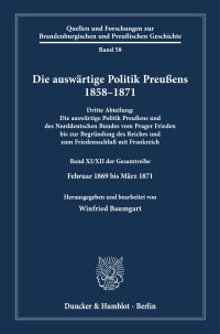 Cover Die auswärtige Politik Preußens 1858–1871