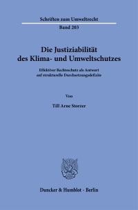 Cover Die Justiziabilität des Klima- und Umweltschutzes