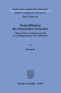 Cover Neukodifikation des chinesischen Zivilrechts