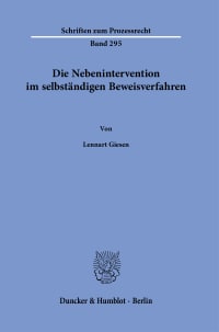 Cover Die Nebenintervention im selbständigen Beweisverfahren