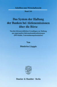 Cover Das System der Haftung der Banken bei Aktienemissionen über die Börse