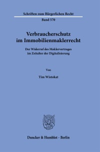 Cover Verbraucherschutz im Immobilienmaklerrecht