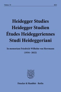 Cover Heidegger Studies / Heidegger Studien / Études Heideggeriennes / Studi Heideggeriani (HEIST)