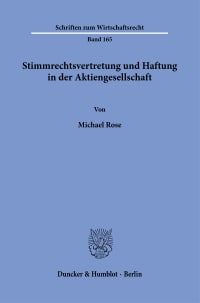 Cover Stimmrechtsvertretung und Haftung in der Aktiengesellschaft