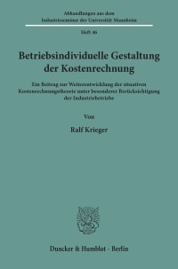 Cover Betriebsindividuelle Gestaltung der Kostenrechnung