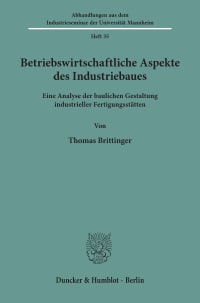 Cover Betriebswirtschaftliche Aspekte des Industriebaues