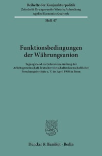 Cover Funktionsbedingungen der Währungsunion