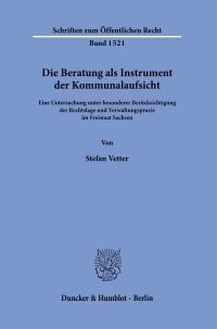 Cover Die Beratung als Instrument der Kommunalaufsicht