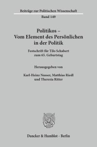 Cover Politikos - Vom Element des Persönlichen in der Politik