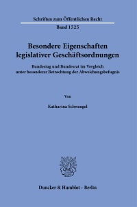 Cover Besondere Eigenschaften legislativer Geschäftsordnungen