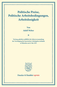 Cover Politische Preise, Politische Arbeitsbedingungen, Arbeitslosigkeit