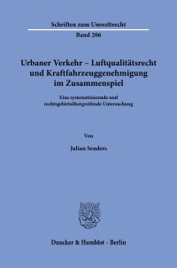 Cover Urbaner Verkehr – Luftqualitätsrecht und Kraftfahrzeuggenehmigung im Zusammenspiel