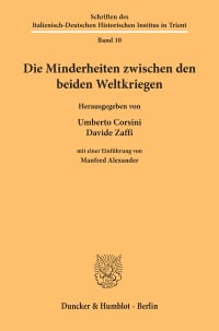 Cover Die Minderheiten zwischen den beiden Weltkriegen