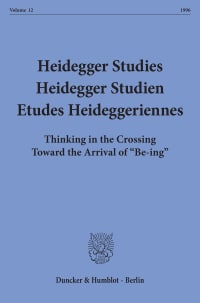 Cover Heidegger Studies / Heidegger Studien / Etudes Heideggeriennes