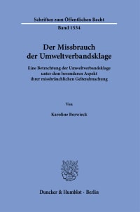 Cover Der Missbrauch der Umweltverbandsklage