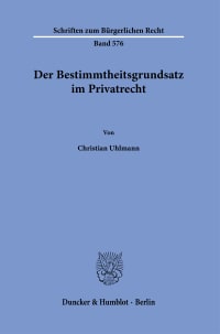 Cover Der Bestimmtheitsgrundsatz im Privatrecht