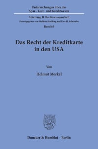 Cover Das Recht der Kreditkarte in den USA