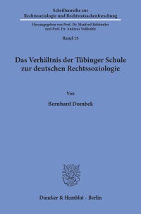 Cover Das Verhältnis der Tübinger Schule zur deutschen Rechtssoziologie