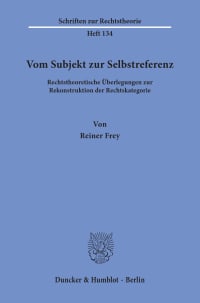 Cover Vom Subjekt zur Selbstreferenz