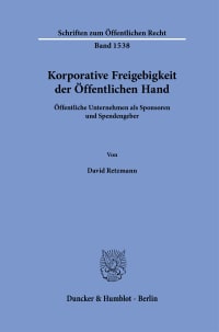 Cover Korporative Freigebigkeit der Öffentlichen Hand