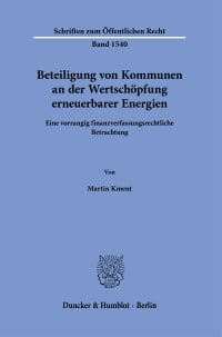 Cover Beteiligung von Kommunen an der Wertschöpfung erneuerbarer Energien