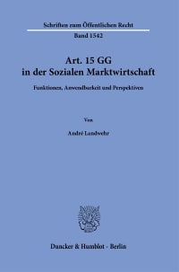 Cover Art.15 GG in der Sozialen Marktwirtschaft