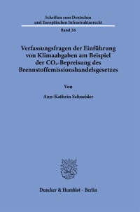 Cover Verfassungsfragen der Einführung von Klimaabgaben am Beispiel der CO2-Bepreisung des Brennstoffemissionshandelsgesetzes