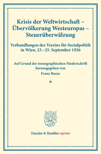 Cover: Krisis der Weltwirtschaft – Übervölkerung Westeuropas – Steuerüberwälzung