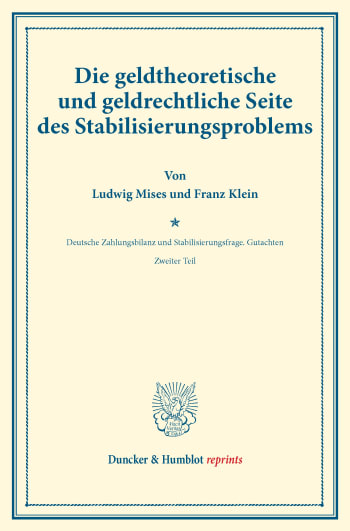 Cover: Die geldtheoretische und geldrechtliche Seite des Stabilisierungsproblems