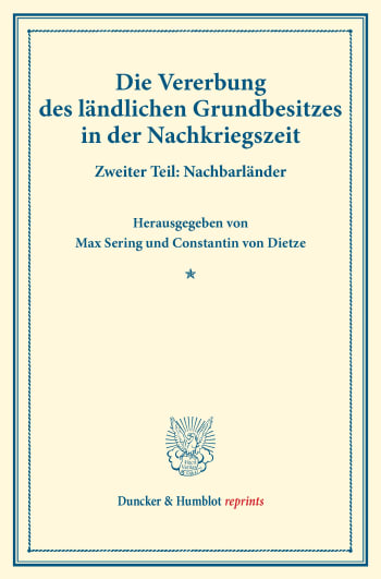 Cover: Die Vererbung des ländlichen Grundbesitzes in der Nachkriegszeit