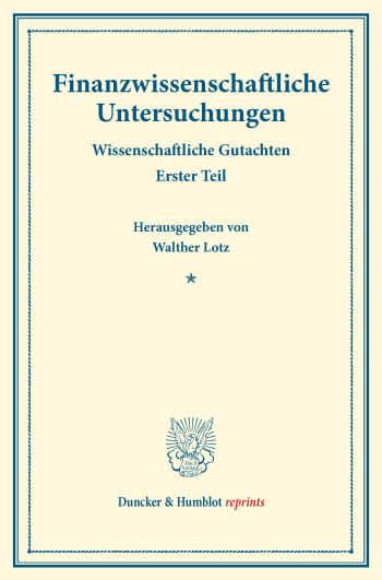 Cover: Finanzwissenschaftliche Untersuchungen