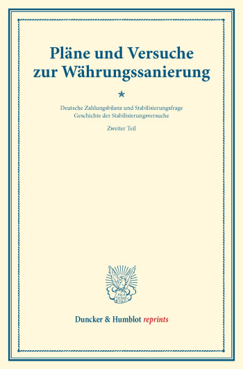 Cover: Pläne und Versuche zur Währungssanierung